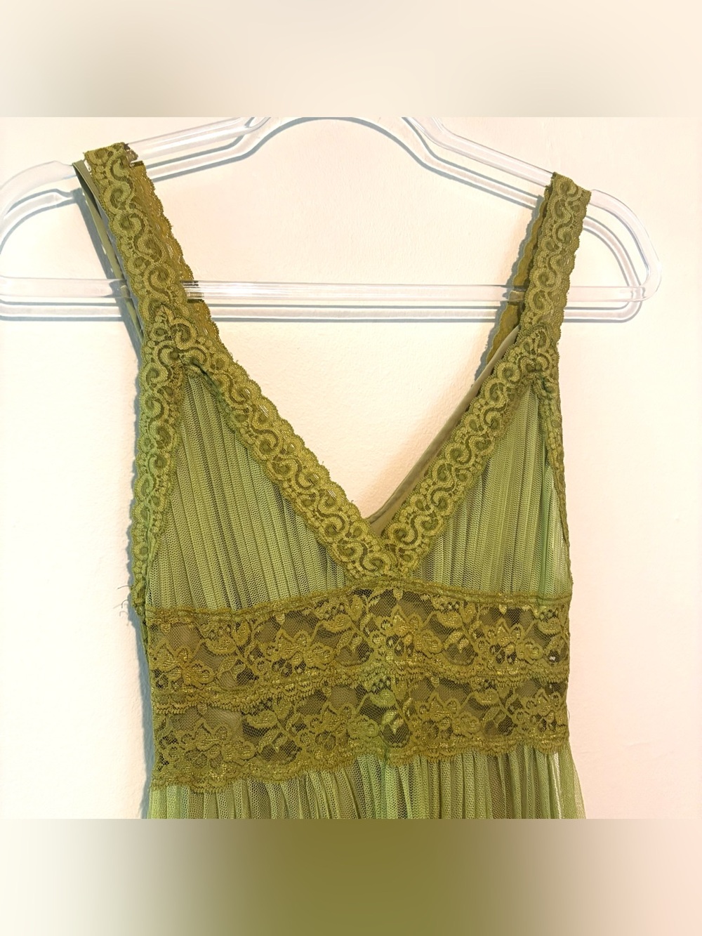 Vintage 90s Betsey Johnson chartreuse pleated tulle babydoll dress - Picture 4 of 12
